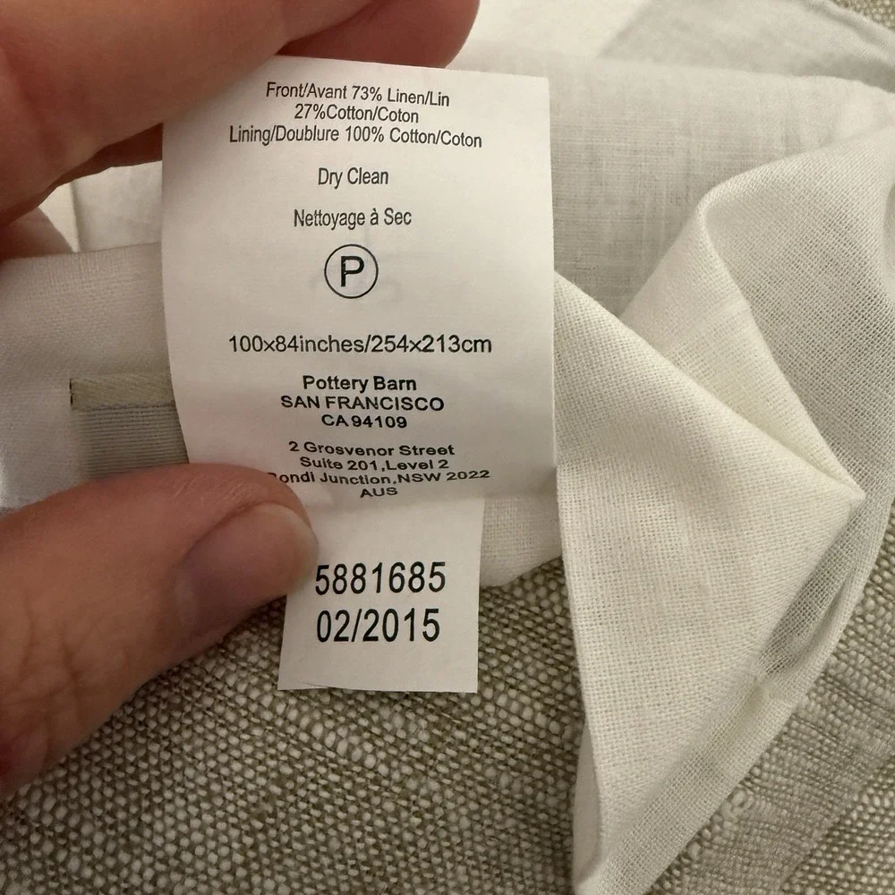 Pottery Barn Emery Linen Blackout Curtain Panel 100x84 Oatmeal x 2 $718 Retail